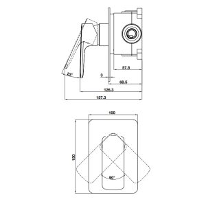 Bộ trộn âm 1 đường nước Kobe chrome 589.15.008 - 3