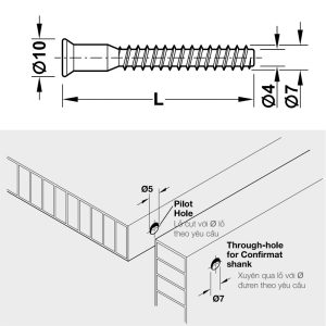 Vít CONFIRMAT SW4 7X38mm hafele 264.43.091 - 4 Vít CONFIRMAT SW4 7X38mm hafele 264.43.091 - 3