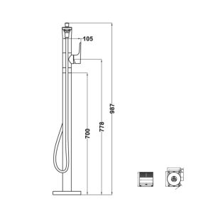Bộ trộn bồn tắm đặt sàn Kobe chrome 589.15.120 - 7 Bộ trộn bồn tắm đặt sàn Kobe chrome 589.15.120 - 6