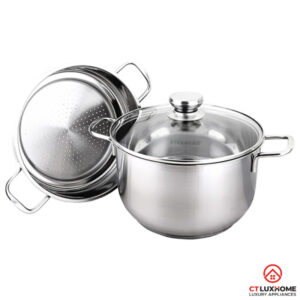BỘ 5 NỒI CHẢO XỬNG INOX FIVESTAR FS08CG1 3 ĐÁY NẮP KÍNH - 15