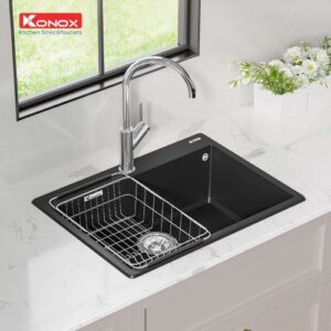 CHẬU RỬA CHÉN BÁT KONOX GRANITE SINK RUVITA 680 BLACK - 9