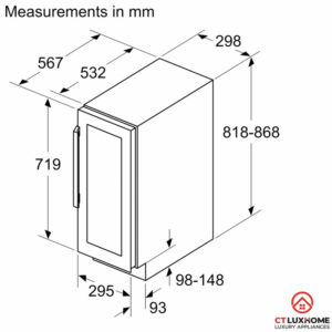 TỦ RƯỢU CỬA KÍNH ÂM TỦ KUW20VHF0G SERIE 6 58 LÍT - 17
