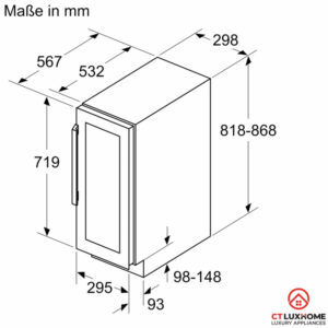 TỦ RƯỢU CỬA KÍNH ÂM TỦ KUW20VHF0 SERIE 6 58 LÍT - 21