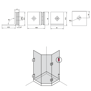 Kẹp Tường – Kính có bas màu đen Hafele 981.77.911 - 3