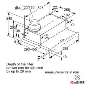 MÁY HÚT MÙI ÂM TỦ BOSCH DFL064W53B SERIE 2 NGANG 60CM - 32
