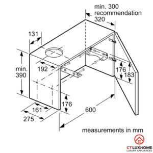 MÁY HÚT MÙI ÂM TỦ BOSCH DFL064W53B SERIE 2 NGANG 60CM - 30