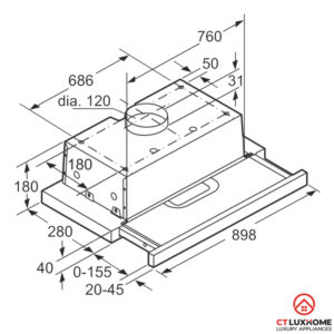 MÁY HÚT MÙI ÂM TỦ BOSCH DHI923GSG SERIE 4 NGANG 90CM - 15
