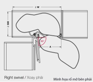 Rổ kéo góc 2 tầng Häfele màu đen Mở phải 541.29.480 - 4 Rổ kéo góc 2 tầng Häfele màu đen Mở phải 541.29.480 - 3