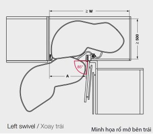 Rổ kéo góc 4 tầng Häfele màu trắng Mở trái 541.32.673 - 4 Rổ kéo góc 4 tầng Häfele màu trắng Mở trái 541.32.673 - 3