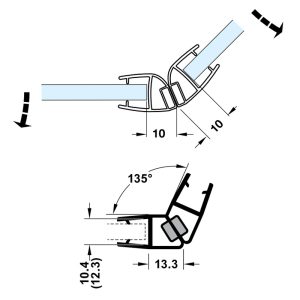Ron cửa kính nam châm Hafele 135° cho kính 8-10mm 950.50.036 - 3