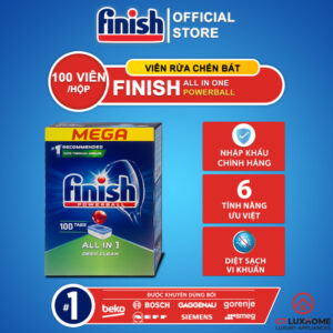 VIÊN RỬA BÁT FINISH ALL IN ONE 100 VIÊN CHÍNH HÃNG