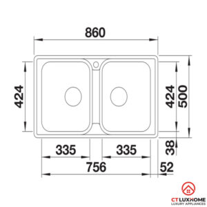 CHẬU RỬA CHÉN BÁT BLANCO LEMIS 8-IF CHROME - 9