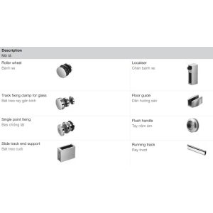 Trọn bộ cửa trượt phòng tắm Vuông – Ray 2000mm Hafele 981.71.101 - 6