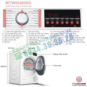 MÁY SẤY BOSCH SERIE 6 WTW85400SG HEATPUMP 9KG - 12