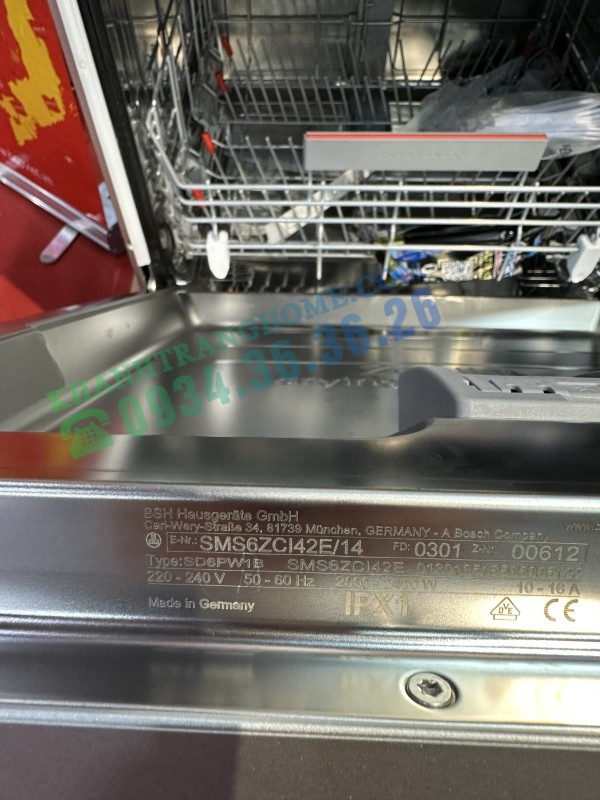MÁY RỬA BÁT BOSCH ĐỘC LẬP SMS6ZCI42E SERIE 6 SẤY ZEOLITH 14 BỘ - 62