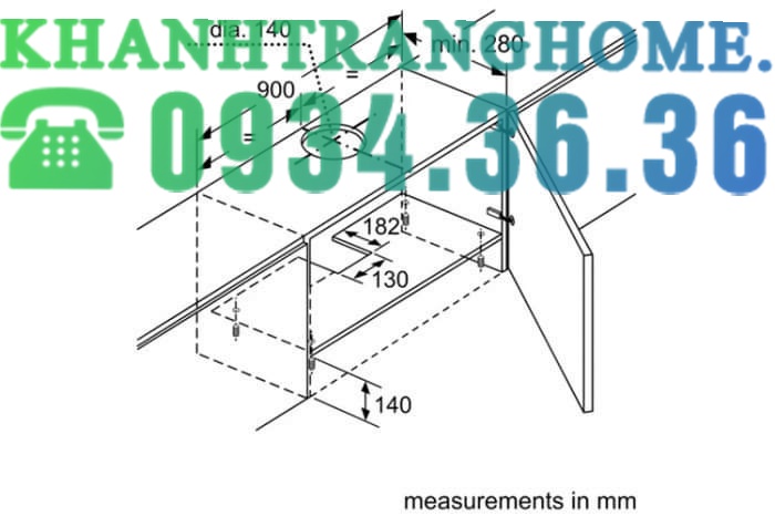 MÁY HÚT MÙI ÂM TỦ BOSCH DFT93AC50 SERIE 4 NGANG 90CM - 56