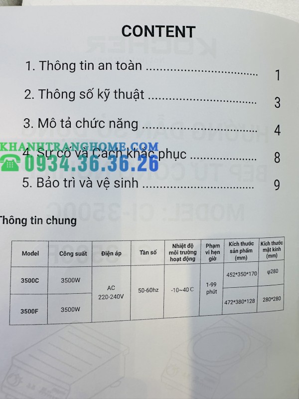BẾP TỪ CÔNG NGHIỆP KOCHER CI-3500F - 133