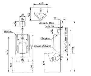 Bồn Tiểu Nam INAX AU-411V Treo Tường Men Chống Bám Bẩn - 10 Bồn Tiểu Nam INAX AU-411V Treo Tường Men Chống Bám Bẩn - 9