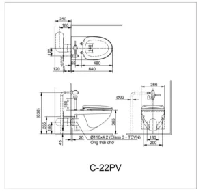 Bồn Cầu INAX AC-22PVN Treo Tường Nắp Êm Kèm Van Xả - 9