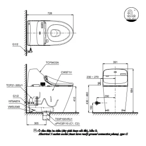Bồn Cầu Thông Minh TOTO C971#XW/TCF9433A#NW1 Dòng GG - 11