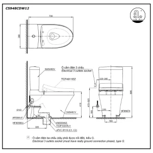 Bồn Cầu Điện Tử TOTO CS948CDW12#XW Kèm Nắp Rửa Điện Tử WASHLET (Loại Giấu Dây) Dòng S7 – TCF4911EZ (220V) - 7 Bồn Cầu Điện Tử TOTO CS948CDW12#XW Kèm Nắp Rửa Điện Tử WASHLET (Loại Giấu Dây) Dòng S7 – TCF4911EZ (220V) - 6