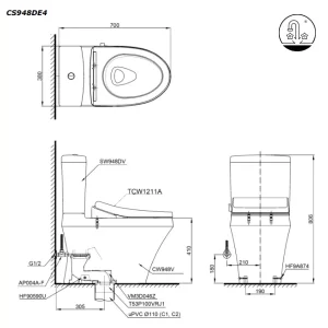 Bồn Cầu TOTO CS948DE4#XW 2 Khối Nắp Rửa Cơ TCW1211A - 13 Bồn Cầu TOTO CS948DE4#XW 2 Khối Nắp Rửa Cơ TCW1211A - 12
