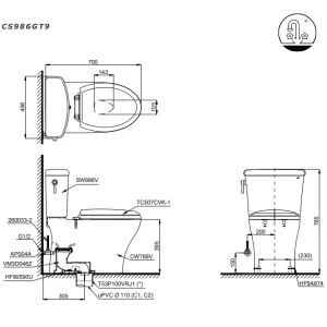 Bồn Cầu TOTO CS986GT9#XW 2 Khối Nắp Đóng Êm TC507CVK-1 - 13 Bồn Cầu TOTO CS986GT9#XW 2 Khối Nắp Đóng Êm TC507CVK-1 - 12