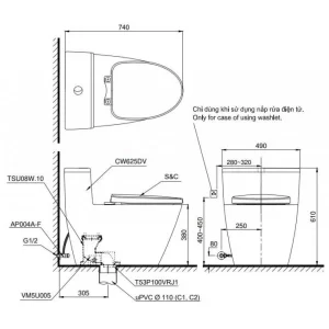 Bồn Cầu TOTO MS625DT8 1 Khối Nắp Êm TC600VS - 7 Bồn Cầu TOTO MS625DT8 1 Khối Nắp Êm TC600VS - 6
