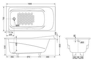 Bồn Tắm TOTO PPY1560PE#P/DB501R-2B Ngọc Trai - 9