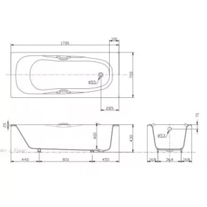 Bồn Tắm TOTO FBYN1716CPTE#W Gang Tráng Men, Đặt Sàn - 6