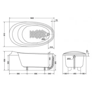 Bồn Tắm TOTO PPY1610PTE#S Ngọc Trai - 6