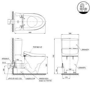Bồn Cầu Điện Tử TOTO CS945PDW11#W Kèm Nắp Rửa Điện Tử WASHLET Dòng S7 – TCF4911Z (220V) - 7 Bồn Cầu Điện Tử TOTO CS945PDW11#W Kèm Nắp Rửa Điện Tử WASHLET Dòng S7 – TCF4911Z (220V) - 6