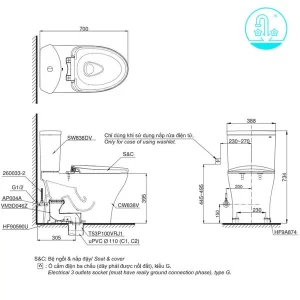 Bồn Cầu TOTO CS838DT3#XW 2 Khối Nắp Đóng Êm TC385VS - 6
