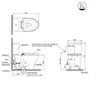 Bồn Cầu Điện Tử TOTO CS838DW11#XW Kèm Nắp Rửa Điện Tử WASHLET Dòng S7 – TCF4911Z (220V) - 7