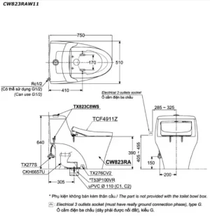 Bồn Cầu Điện Tử TOTO CW823RAW11#W/T53P100VR Kèm Nắp Rửa Điện Tử WASHLET Dòng S7 – TCF4911Z (220V) - 7 Bồn Cầu Điện Tử TOTO CW823RAW11#W/T53P100VR Kèm Nắp Rửa Điện Tử WASHLET Dòng S7 – TCF4911Z (220V) - 6