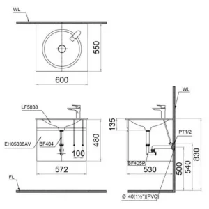 Lavabo CAESAR LF5038 Dương Bàn - 7 Lavabo CAESAR LF5038 Dương Bàn - 6