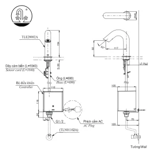 Vòi Lavabo TOTO TLE28002A/TLE01502A1/TLN01102A Cảm Ứng Nước Lạnh - 9
