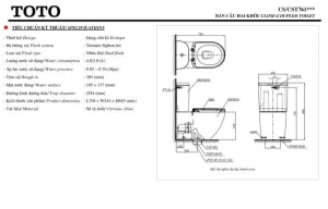 Bồn Cầu TOTO 2 Khối CS761DT5#XW Nắp Đóng Êm TC384CKV - 9