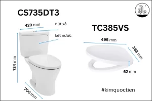 Bồn Cầu TOTO 2 Khối CS735DT3#XW Nắp Đóng Êm TC385VS - 8