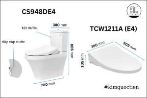 Bồn Cầu TOTO CS948DE4#XW 2 Khối Nắp Rửa Cơ TCW1211A - 9 Bồn Cầu TOTO CS948DE4#XW 2 Khối Nắp Rửa Cơ TCW1211A - 8