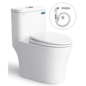 Bồn Cầu VIGLACERA V63 1 Khối Nắp Êm V68 Tặng Xịt VG826 - 3