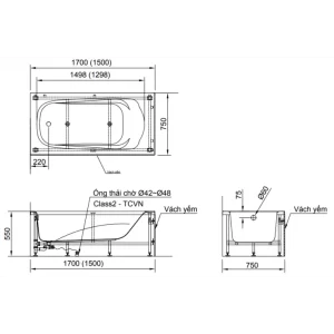Bồn Tắm INAX FBV-1702SR Chân Yếm Phải 1.7M - 10 Bồn Tắm INAX FBV-1702SR Chân Yếm Phải 1.7M - 9