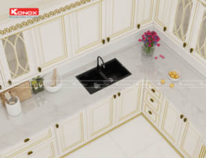 Granite sink Phoenix 860 BlackSiphon, giá úp bát inox KONOX - 40 Granite sink Phoenix 860 BlackSiphon, giá úp bát inox KONOX - 39