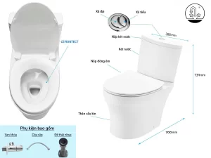 Bồn Cầu TOTO CS838DT8#XW 2 Khối Nắp Đóng Êm TC600VS - 7
