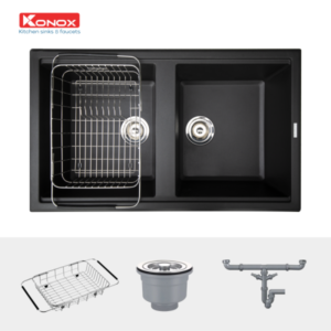 Granite sink Phoenix 860 BlackSiphon, giá úp bát inox KONOX - 36 Granite sink Phoenix 860 BlackSiphon, giá úp bát inox KONOX - 35