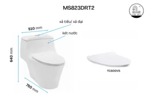 Bồn Cầu TOTO MS823DRT8#XW 1 khối Nắp Đóng Êm TC600VS - 7