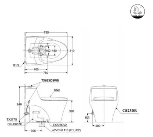 Bồn Cầu TOTO CW823RAE4#W/T53P100VR 1 Khối Nắp Rửa Cơ TCW1211A - 10 Bồn Cầu TOTO CW823RAE4#W/T53P100VR 1 Khối Nắp Rửa Cơ TCW1211A - 9