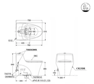 Bồn Cầu TOTO CW823RAE2#W/T53P100VR 1 Khối Nắp Rửa Cơ TCW07S - 10 Bồn Cầu TOTO CW823RAE2#W/T53P100VR 1 Khối Nắp Rửa Cơ TCW07S - 9