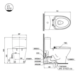 Bồn Cầu Điện Tử TOTO MS889CDRW17#XW Kèm Nắp Rửa Điện Tử WASHLET (Loại Giấu Dây) Dòng C2 – TCF23460AAA (220V) - 8 Bồn Cầu Điện Tử TOTO MS889CDRW17#XW Kèm Nắp Rửa Điện Tử WASHLET (Loại Giấu Dây) Dòng C2 – TCF23460AAA (220V) - 7