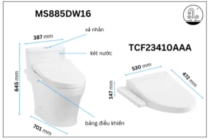 Bồn Cầu Điện Tử TOTO MS885DW16#XW Kèm Nắp Rửa Điện Tử WASHLET Dòng C2 – TCF23410AAA (220V) - 8 Bồn Cầu Điện Tử TOTO MS885DW16#XW Kèm Nắp Rửa Điện Tử WASHLET Dòng C2 – TCF23410AAA (220V) - 7